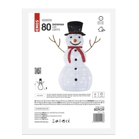 Pupazzo di Neve Natalizio LED Pieghevole 90 cm, per Interni ed Esterni, Luce Fredda | Emos DCFC29