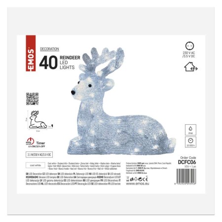 Renna Natalizia LED 27 cm con Luce Fredda, per Interno ed Esterno | Emos DCFC06