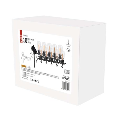 Catena Luminosa Solare 10 Luci LED Vintage 5 m per Interno ed Esterno | Emos DCPV02