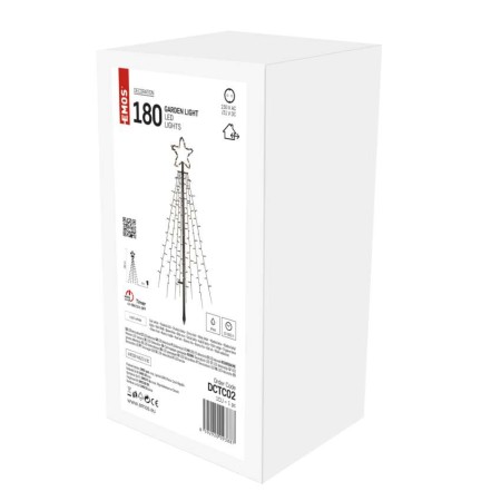 Albero di Natale LED da Giardino con Stella, 180 cm, Timer, Esterno | Emos DCTC02