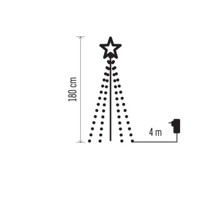 Albero di Natale LED da Giardino con Stella, 180 cm, Timer, Esterno | Emos DCTC02