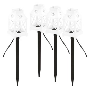 Set di 4 lanterne LED bianche da giardino con luce bianca fredda, per esterni e interni | EMOS DCLC01