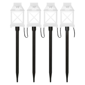Set di 4 lanterne LED bianche da giardino con luce bianca fredda, per esterni e interni | EMOS DCLC01 2