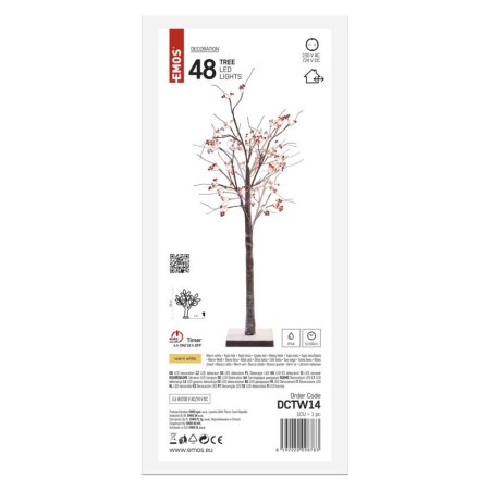Albero LED con Bacche Rosse 120 cm per Interni ed Esterni, Luce Bianca Calda | EMOS DCTW14