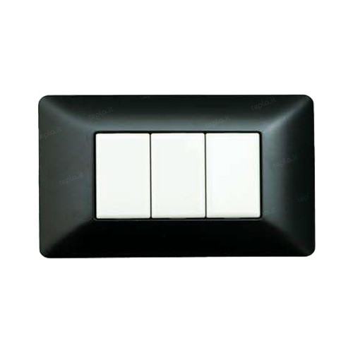 PLACCA 3 MODULI NERA COMPATIBILE MATIX