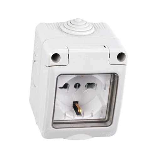 Contenitore stagno con presa Schuko bivalente IP 55 Lumitek serie LK40