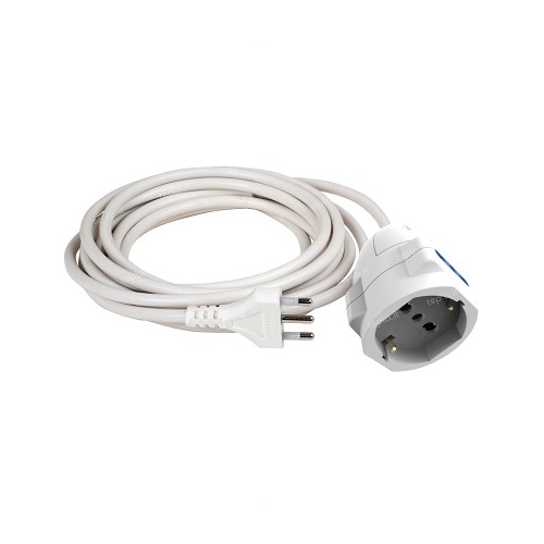 PROLUNGA ELETTRICA 5MT NERA PRESA TRIPLA SCHUKO  2 BIVALENTI  SPINA 16A CAVO 3X1.5 PV3 FAEG