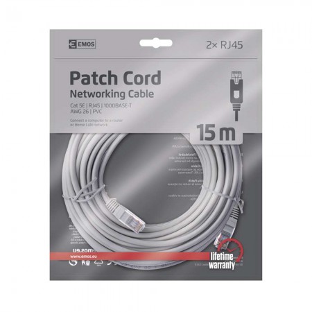 CAVO DI RETE PATCH 15mt CAT5E NON SCHERMATO EMOS S9127