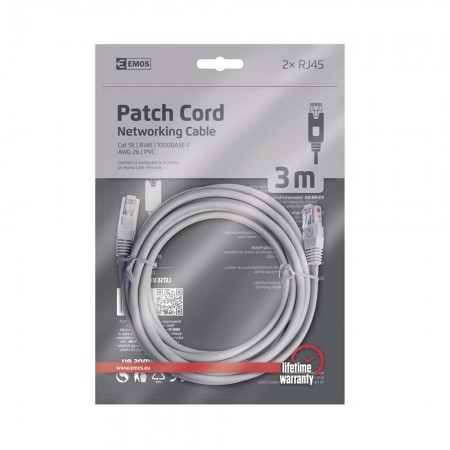 CAVO DI RETE PATCH 3mt CAT5E NON SCHERMATO EMOS S9124
