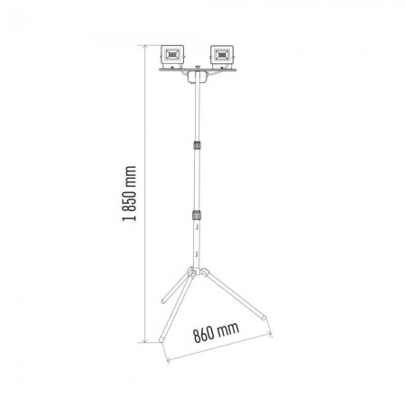 2 Fari LED da 30W 4800lm con treppiede IP65 e cavo in gomma 3mt