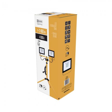 2 Fari LED da 30W 4800lm con treppiede IP65 e cavo in gomma 3mt