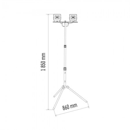 2 Fari LED da 20.5W 3400lm con treppiede IP65 e cavo in gomma 3mt