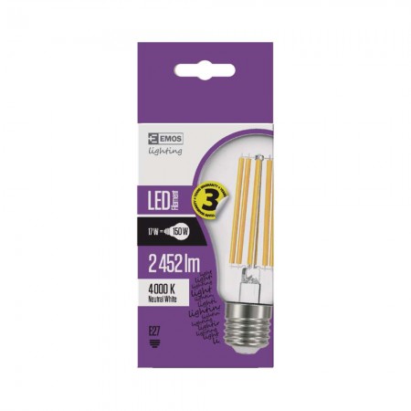 Lampadina LED filamento E27 17W (150W) 4000K 2452lm goccia Emos Z74291