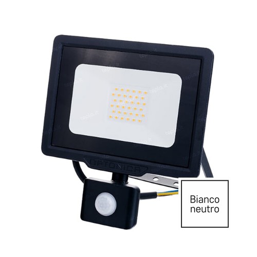 FARO LED 50W IP65 C/SENSORE 4500K NERO OPTONICA 5951