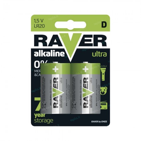 BATTERIA TORCIA ALCALINA 2PZ LR20 D RAVER - EMOS B7941