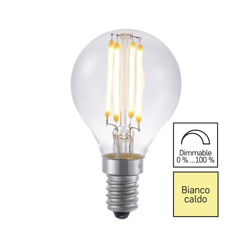 LAMPADINA LED FILAMENTO E14 SFERA 5W...