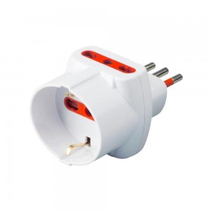 Adattatore triplo 10A con limitatore, 2 prese bipasso e 1 Schuko | ROSI RS78045T