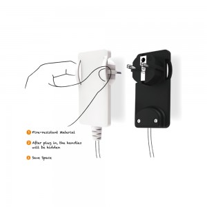 Spina mobile Schuko ultrapiatta nera maniglie retrattili resistente fuoco salvaspazio 2