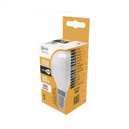 LAMPADINA LED SFERA 8W (66W) E14 900LM 4000K EMOS ZL3912