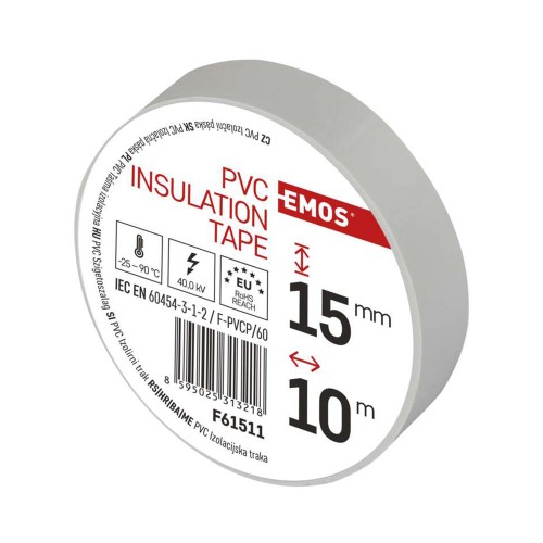 Nastro Isolante PVC Bianco 15mm x 10m - Spessore 0.13mm | Emos F61511
