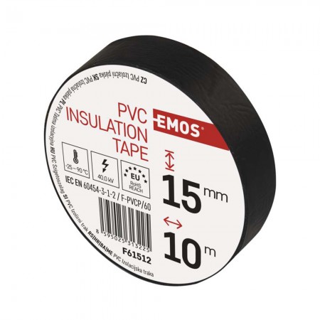 Nastro Isolante PVC Nero 15mm x 10m - Spessore 0.13mm | Emos F61512
