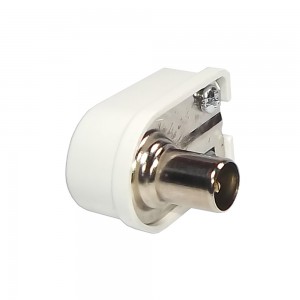 Spina coassiale a squadro 9.5MM, impedenza 75 Ohm, fissaggio sicuro. Made in Italy.