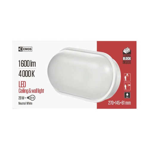 PLAFONIERA LED STAGNA OVALE BIANCA...