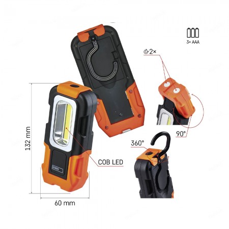 LAMPADA DA LAVORO A BATTERIE 3W COB LED P3888 EMOS