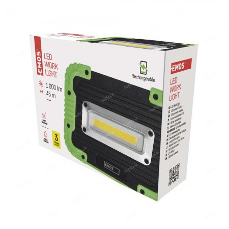 Lampada da Lavoro LED Ricaricabile COB 1000lm con Powerbank 4400mAh | Emos P4533