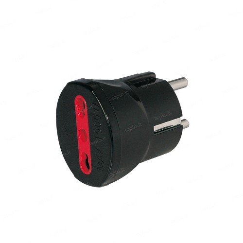 dattatore Spina Schuko a Presa Bivalente 10-16A Nero