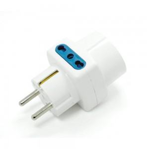 Adattatore Triplo Spina Schuko con 2 Prese 10-16A e 1 Schuko 10-16A