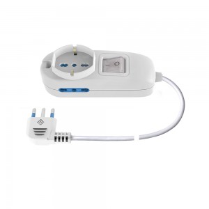 Multipresa Bianca 3 Posti con Interruttore, 1 Universale e 2 Bipasso Cavo 1,5m | Ecova 30331N