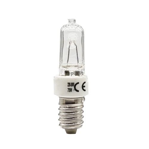 Lampadina alogena 75W, CRI 100, luce calda e dimmerabile.