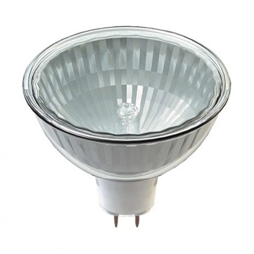 Lampadina alogena MR16 50W, 800lm, CRI 100, luce calda e dimmerabile.