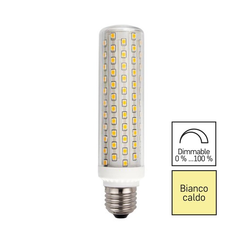 Lampadina Tubolare LED E27 15W (130W) Dimmerabile - Luce calda 3000K, Alta Luminosità