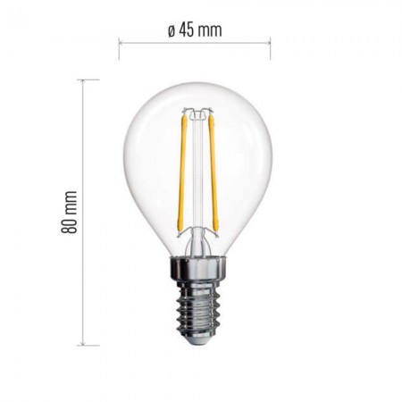 LAMPADINA LED FILAMENTO E14 2.2W (25W) 4100K SFERA CHIARA Z74236