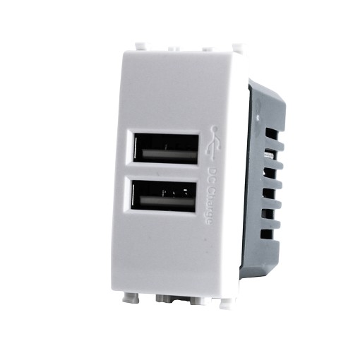 PRESA USB DOPPIA 2A 821B COMPATIBILE VIMAR PLANA