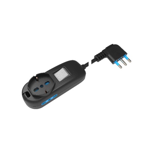 Multipresa Nera 3 Posti con Interruttore, 1 Universale e 2 Bipasso Cavo 1,5m | Ecova 30332N