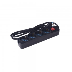 Multipresa Nera 4 Posti con Interruttore, 4 Universali Cavo 1,5m | Ecova 30097N