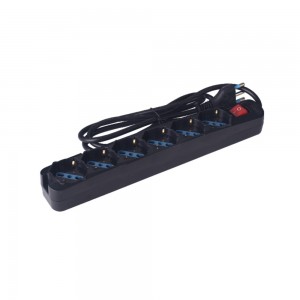 Multipresa Nera 6 Posti con Interruttore, 6 Universali Cavo 1,5m | Ecova 30092N