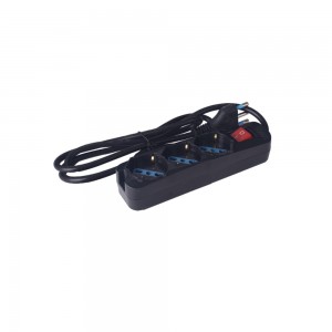 Multipresa Nera 3 Posti con Interruttore, 3 Universali Cavo 1,5m | Ecova 30096N