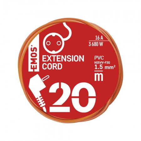 PROLUNGA DA GIARDINO 20M 3x1.5MM ARANCIONE SPINA E PRESA SCHUKO P01220R