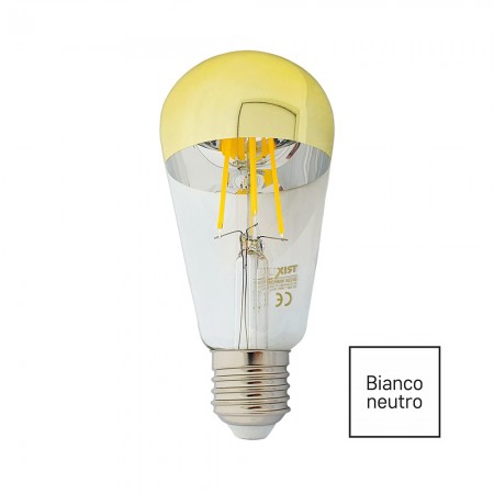 LAMPADINA LED FILAMENTO E27 8W ST64 CUPOLA ORO 4200K
