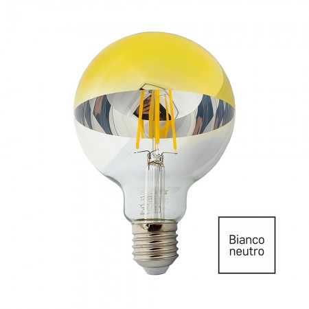 LAMPADINA LED FILAMENTO E27 8W GLOBO G96 CUPOLA ORO 4200K