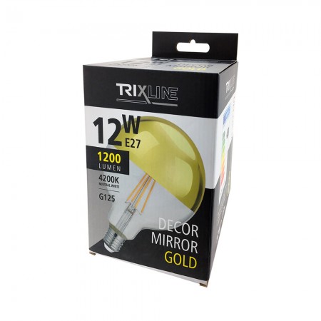 LAMPADINA LED FILAMENTO E27 12W GLOBO G125 CUPOLA ORO 4200K