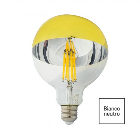 LAMPADINA LED FILAMENTO E27 12W GLOBO G125 CUPOLA ORO 4200K