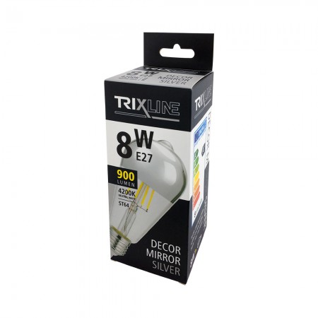 LAMPADINA LED FILAMENTO E27 8W ST64 CUPOLA ARGENTO 4200K