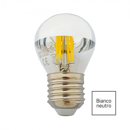 LAMPADINA LED FILAMENTO E27 5W SFERA CUPOLA ARGENTO 4200K