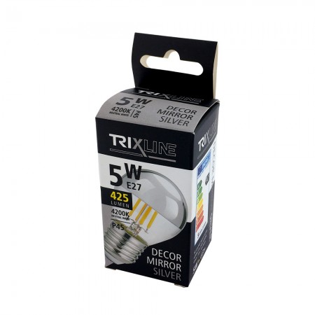 LAMPADINA LED FILAMENTO E27 5W SFERA CUPOLA ARGENTO 4200K