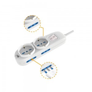Multipresa 6 Posti con Interruttore, 2 Bipasso e 4 Schuko Cavo 1,5m | Ecova 30333N 2
